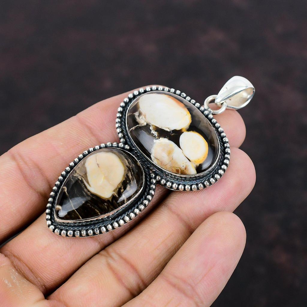 Peanut Wood Jasper Pendant Handmade Elegant Jewelry 925 Sterling Silver Pendant Gemstone Pendant Gift For Mom Vintage Pendant Silver Jewelry