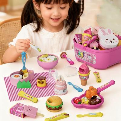 Little BearShape Pudding Feeding Set Pretend Play Early Education Lunch Box Pudding Toy Simulation Model Role Play