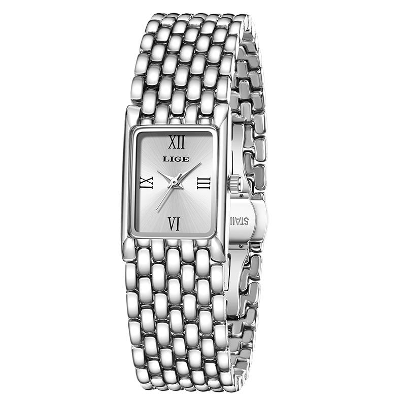 New Gold Watch Women Fashion Creative Square Quartz Women's Watches Simple Waterproof Date Chronograph Relogio Feminino+BOX