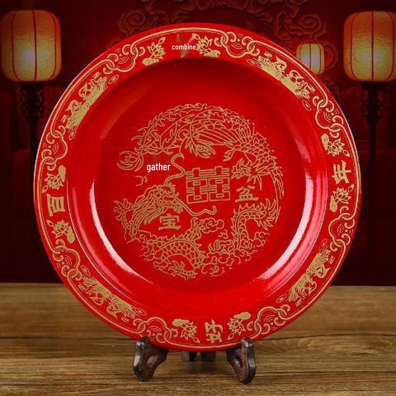 

Multigenerational Wedding Dowry: Solid Wood Creative Red Bucket for Birth and Daughter s Home Traditions