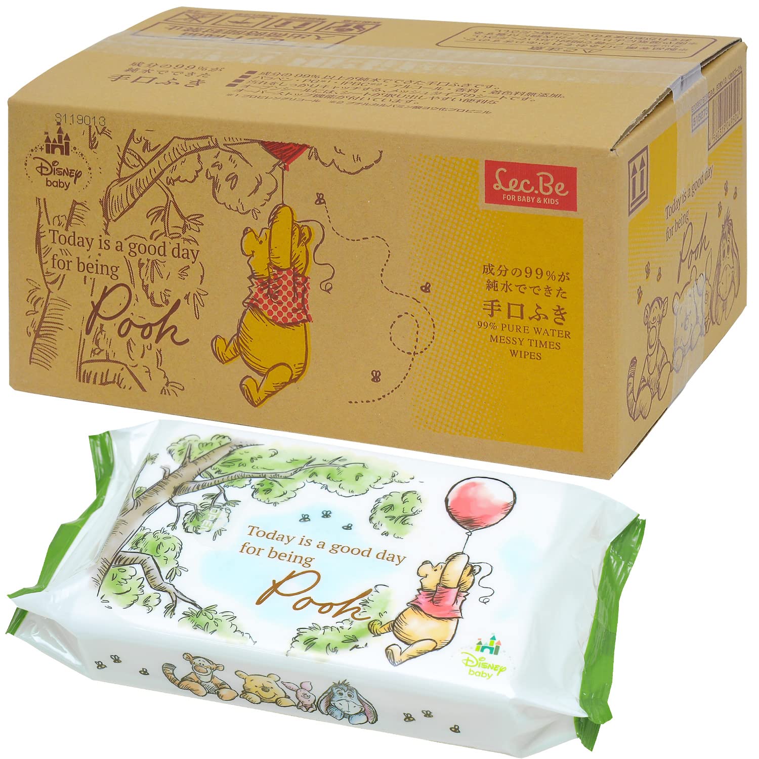 

LEC Winnie the Pooh Pure Water Hand Mesh 60 Wipes x 12 Packs Made in Japan 99% Wipes, Type, (720 Wipes), белый
