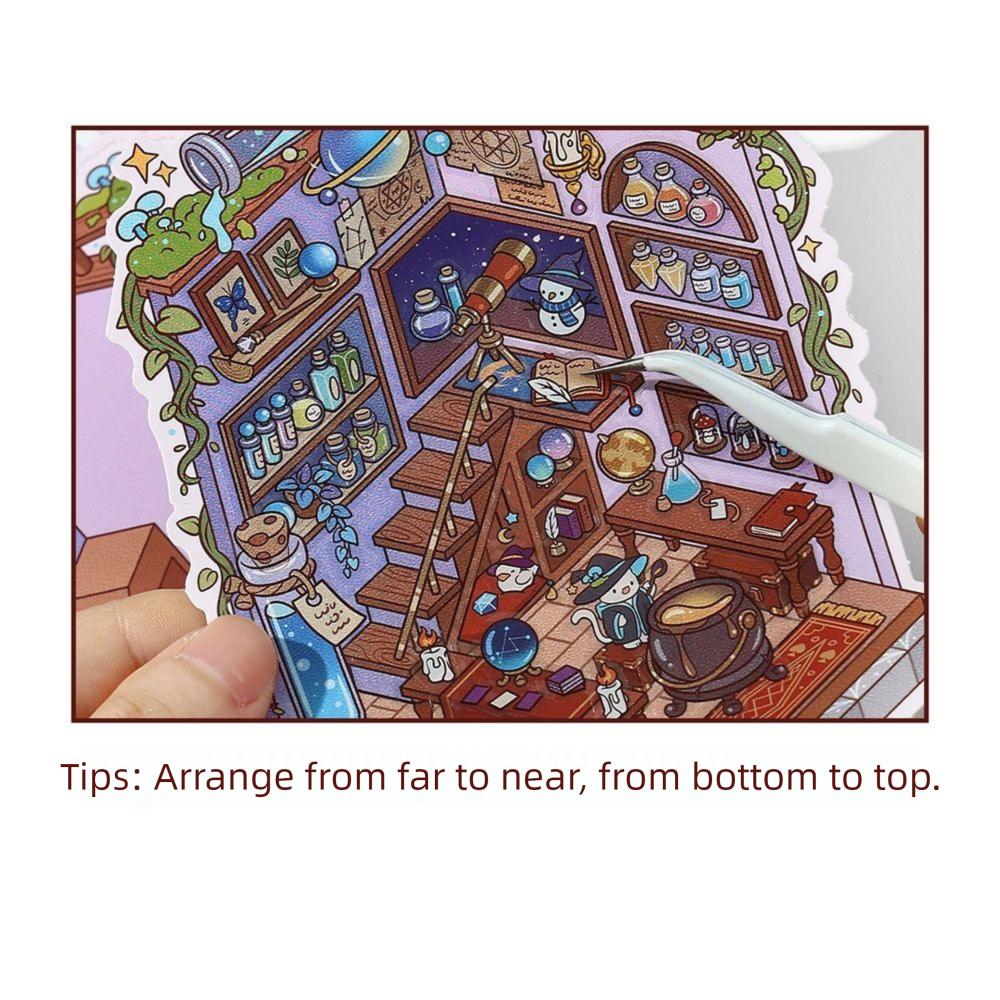 Visual Stacking 3D Landscape Sticker PET DIY Toy Game Stickers  Children Gift