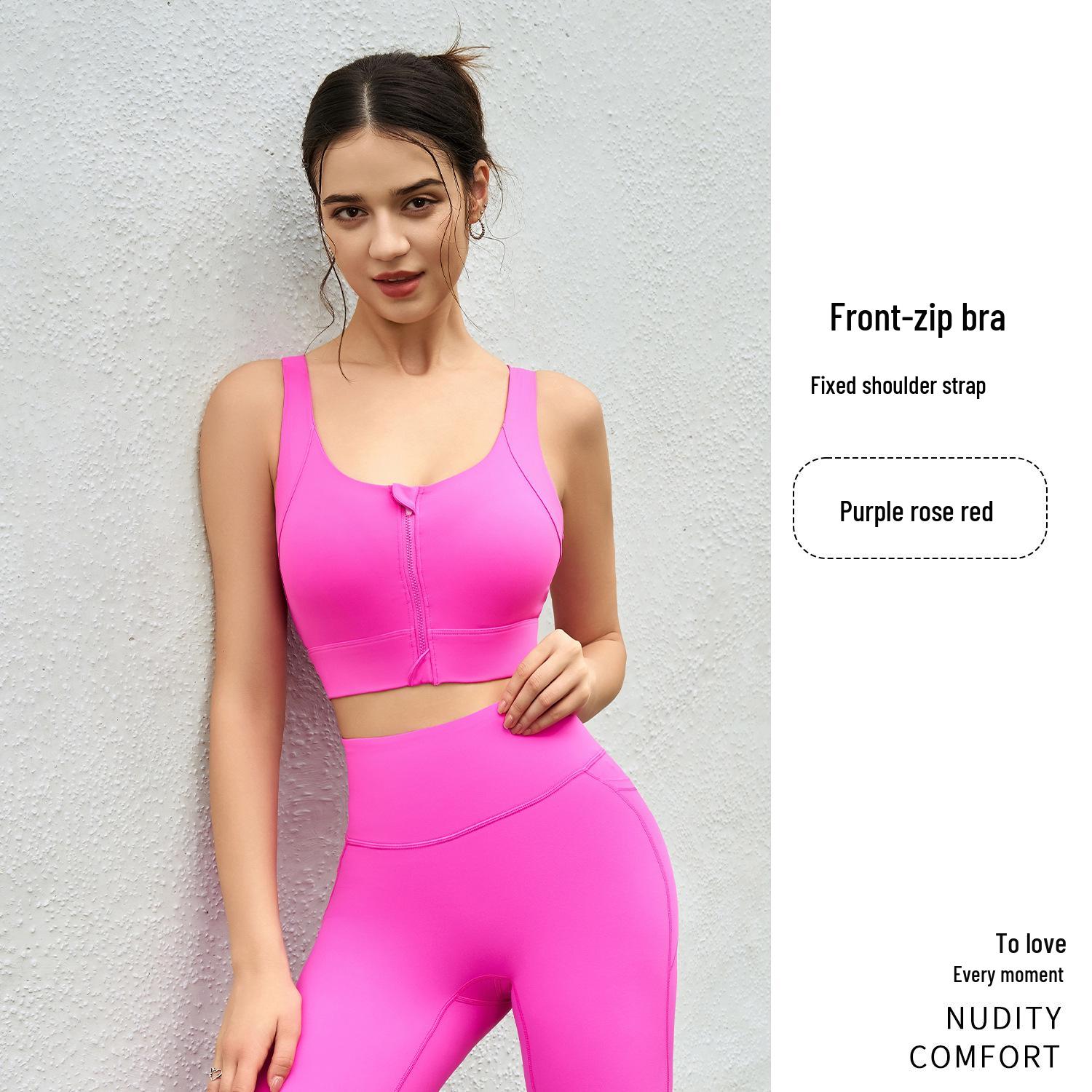 

Женский спортивный бюстгальтер Jiu Yilaika с высокой степенью поддержки, защитой от ударов, застежкой-молнией спереди и интегрированными чашками L