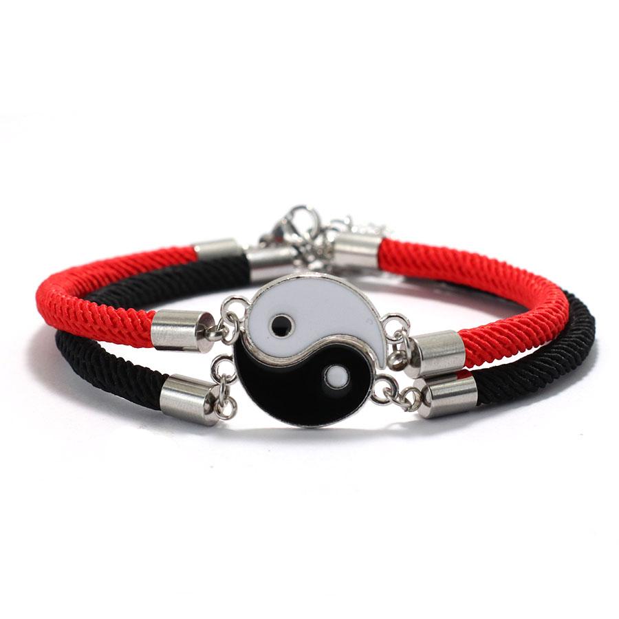 Woven Bracelet Set Men Women Yin-Yang Adjustable Braclet Chinese Style Tai Chi Eight Trigrams Braslet Gift for Lover Bestie