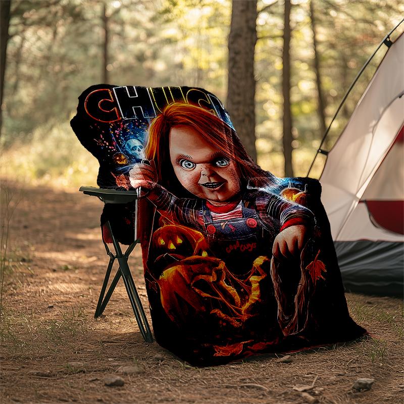 Chucky Theme Printed Blanket - Perfect for Couch, Bed, Travel & Outdoor Use | Machine Washable, Cozy & Durable.