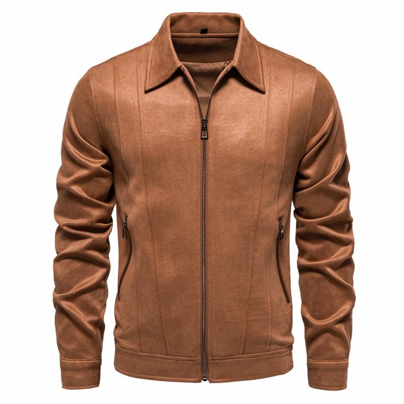 Men’s Suede Turn Down Collar Outdoor Jacket
