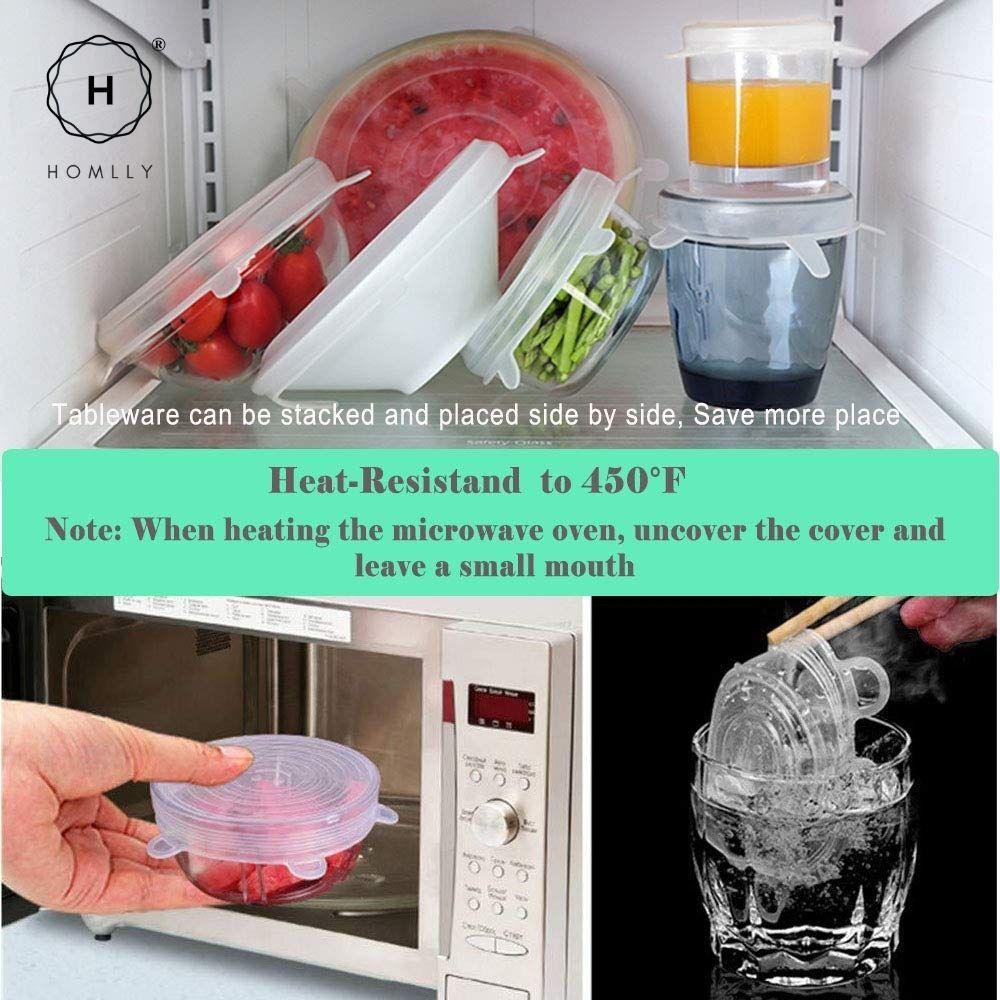 Homlly Basic Reusable Silicone Bowl Lids for Bowls Pots Cups (6pcs 6 Sizes  X2)