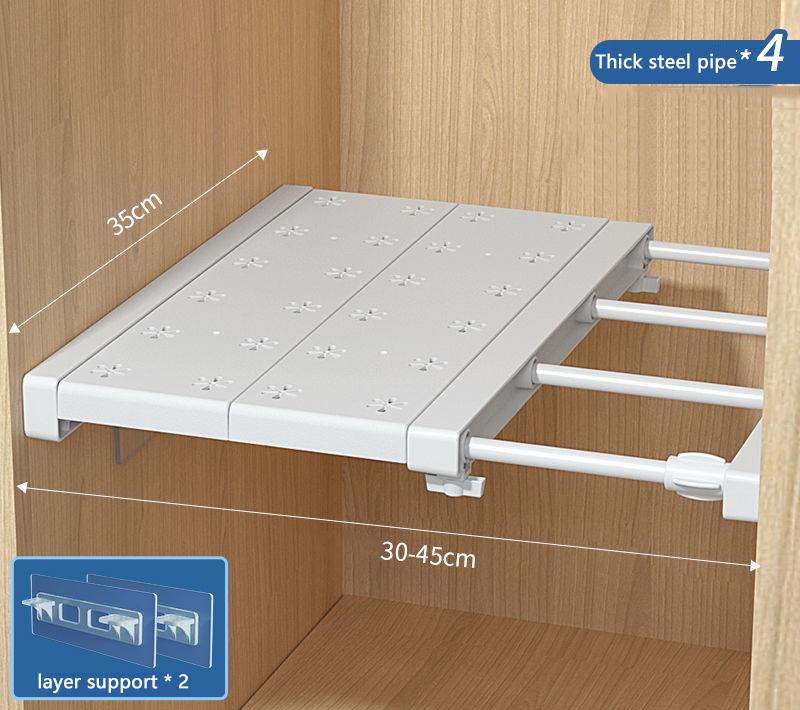 Adjustable Wardrobe Storage Shelves Wall Mounted Partition Layered Rack for the Wardrobe Closet Bathroom Retractable Organizer
