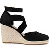 Allegra K Women's Espadrilles, Platform, Closed-Toe, Wedge Heel Sandals, Black, Size 24.5cm