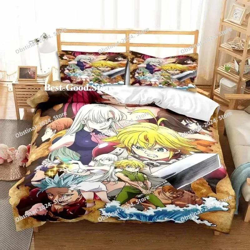 Nouvel Anime Les Sept Péchés Capitaux Al Saison Ensemble Lit Jumeau Ensemble de Linge de Lit Imprimé Avec Taie d'Oreiller Lit Doux Housse de Couette Douce Simple Double