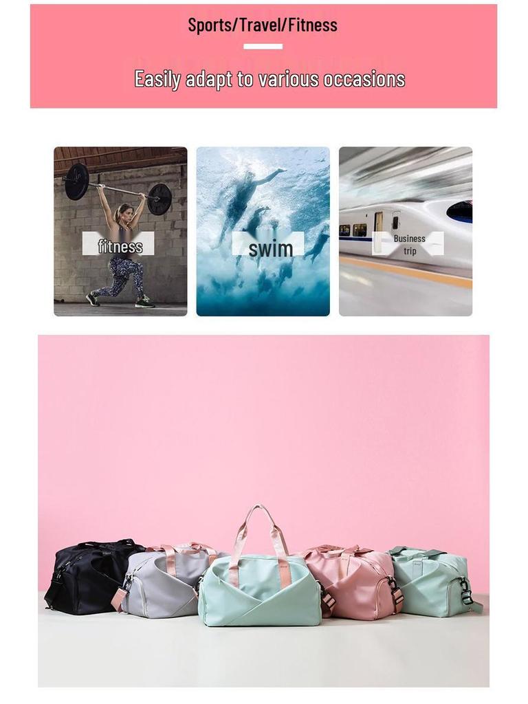 Sporttasche für Yoga mit großem Fassungsvermögen, bedrucktem Logo und Nass-/Trockenfach, ideal für Reisen und Fitnessstudio mit Schuhfach