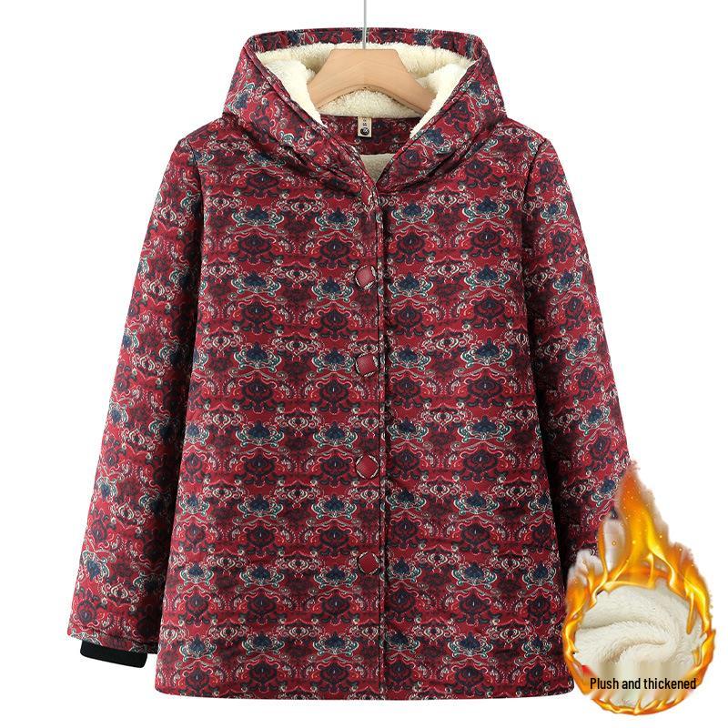 

2025 New Thickened Velvet Winter Jacket for Elderly Women - Warm, Cold-Proof Cotton Coat 3XL (110-125 pounds)