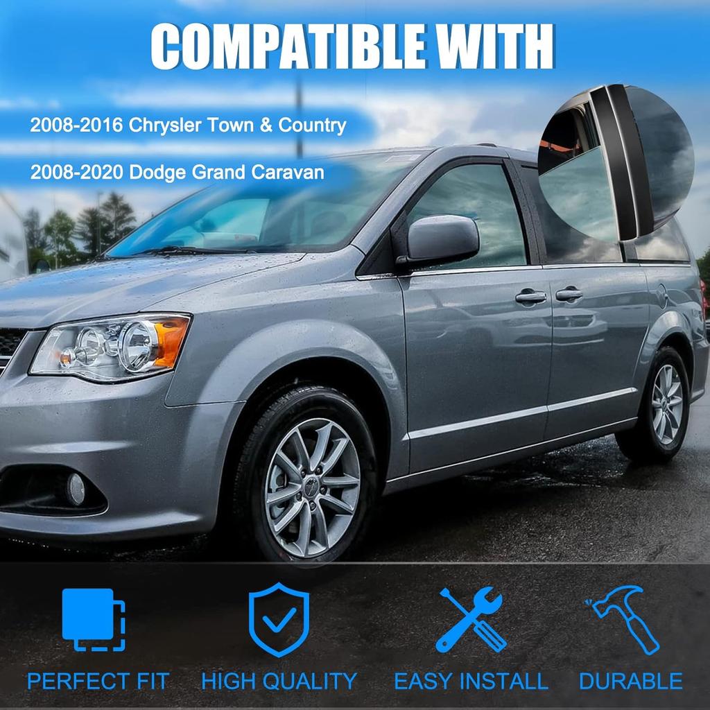 926-446 B Pillar Trim Door Molding For Front Passenger Driver Side Windshield Outer Compatible With 2008-2016 Chrysler Town & Country 2008- Dodge