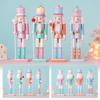 30CM Wooden Nutcracker Ornament Candy Series Soldier Statues Handcraft Doll Toy Home Office Decoration Statues Christmas Gift