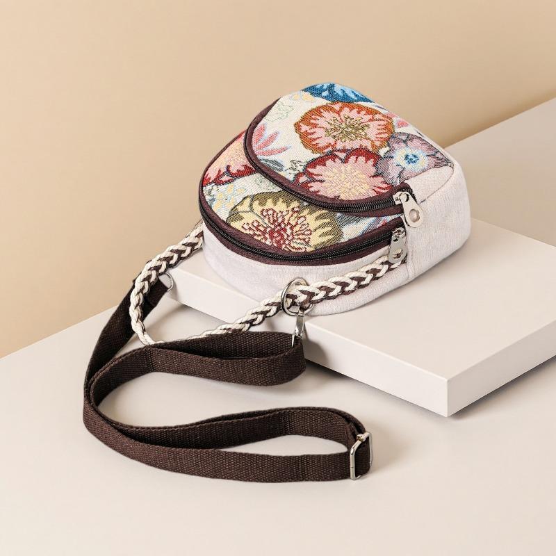 Embroidered Bag, Women's Retro Ethnic Style Bag, Hand-held Crossbody Large Capacity Small Bag, Travel Single-shoulder Bag