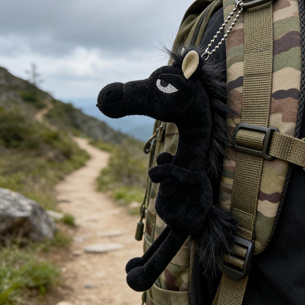 

Black Horse Keychain Plush Toy High Cold Black Horse Backpack Pendant Decoration Year Of The Horse Plush Toy New Year S Gifts