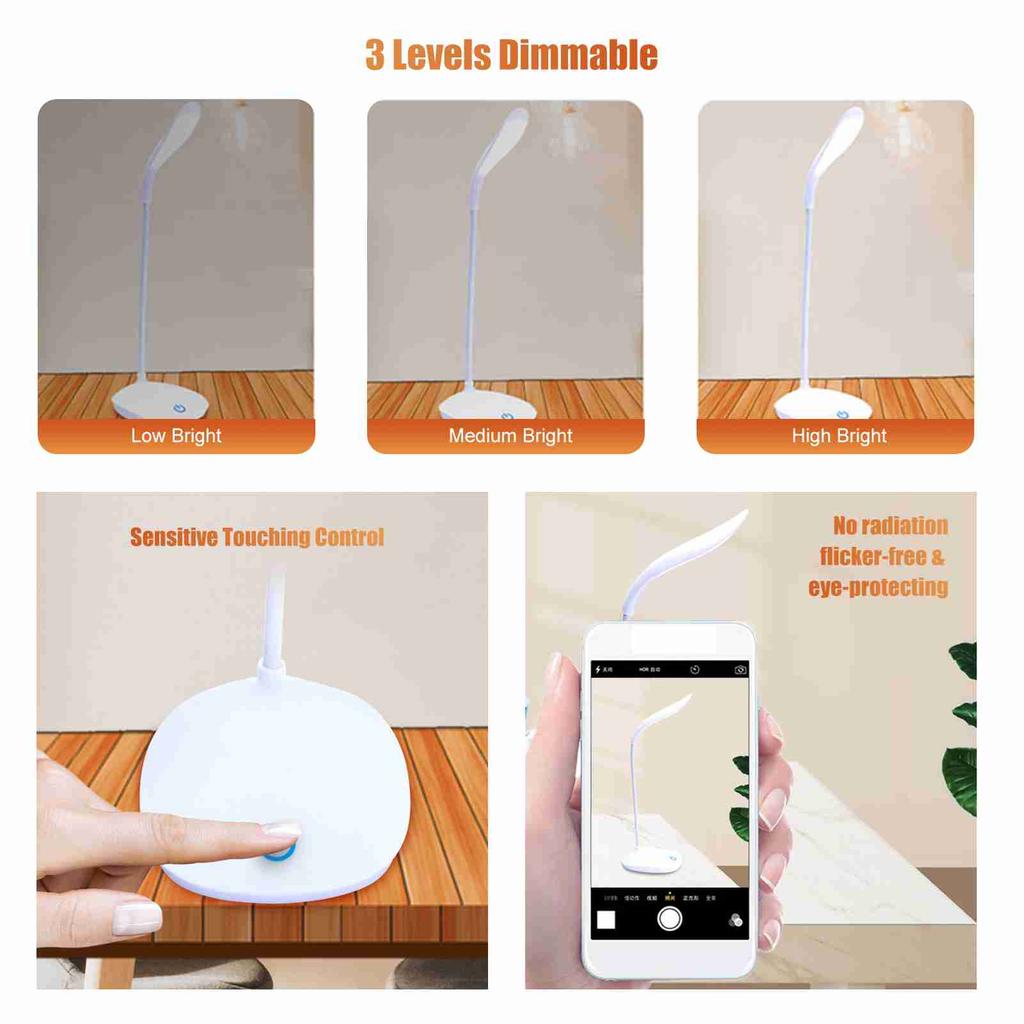 D C5V 4W 14LEDs Table Light Desk Lamp Beside Lamp Sensitive Touching Control USB Operated Flexible Bendable Tube Design