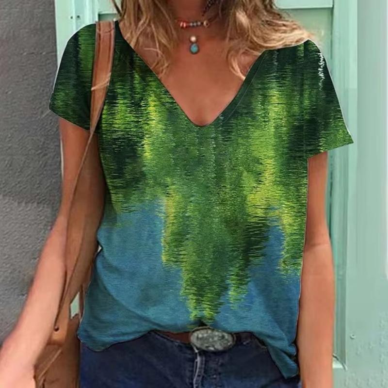 Женская футболка с принтом летних цветов Футболка больших размеров Женская одежда — фото 13