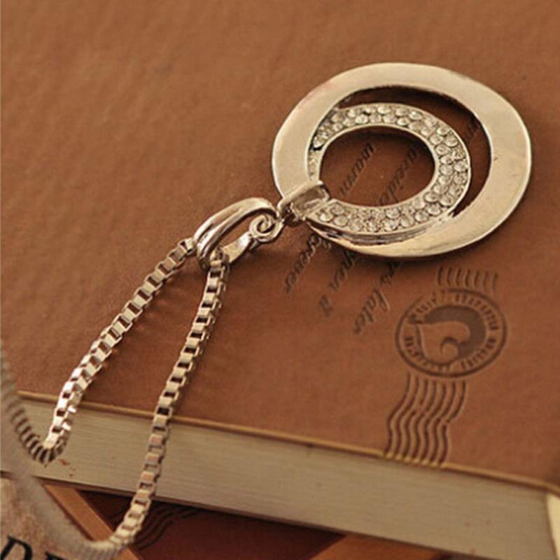 Fashion Color Double Circle Round Necklace Double Circle Sweater Chain 60CM(Necklace)