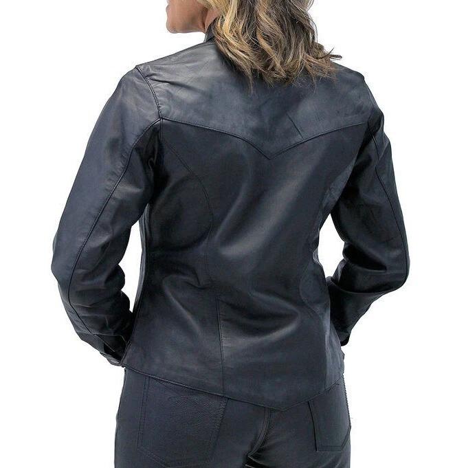 Shirt Designer Leather Black Stylish Women Handmade 100%Casual Lambskin Genuine