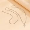 European and American ins sparkling chain clavicle necklace women's simple diamond cross double layer necklace