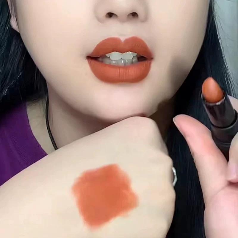 Hong Kong Style 202 Milk Brown Lipstick Female Student Full Matte 201 Chestnut Soil Color Series Waterproof No Stain on Cup Non-Decolorizing
