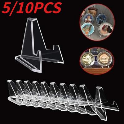 5/10PCS Transparent Display Rack,Triangular Bracket, Coins, Photos, Badges, Card Display Rack, Back To School Desktop Decoration