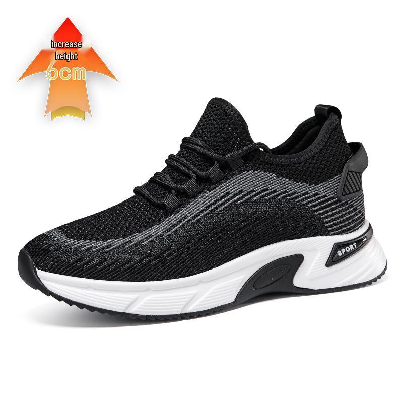 Men's Fly-knit Mesh Lightweight Walking Shoes - Invisible Height Boost Sneakers for Summer and Outdoor Sports