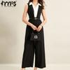 Women's Fashion Casual Summer Spring Colour Block Print Sleeveless POLO Neck High Waist Trousers Jumpsuits & Rompers