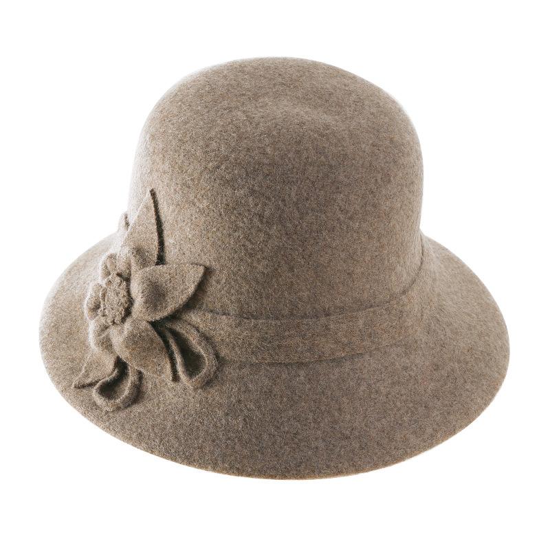 Fashion Wool Mother Hat Ladies Autumn and Winter Top Hat Versatile Bucket Hat Medium and Old Basin Hat