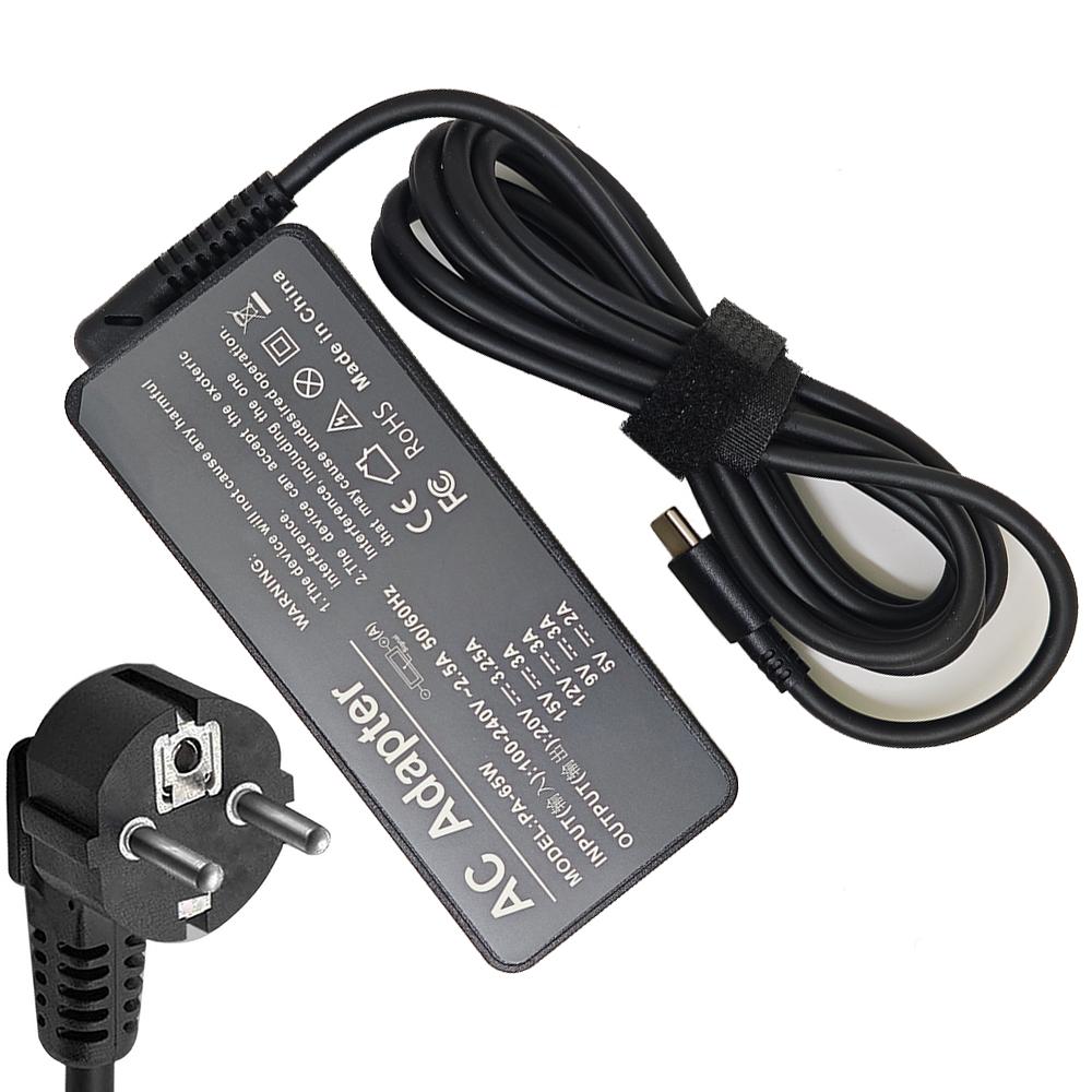65W 20V 3.25A USB Type-C AC Laptop Power Adapter Charger For Thinkpad X1 Carbon Yoga X270 X280 T580 P51 P52s E480 E470