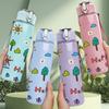 1PC Happy Day Slogan 750ml Color Plastic Sports Water Bottle Leakproof Flip Straw Lid Suitable for Sports Office Home Use