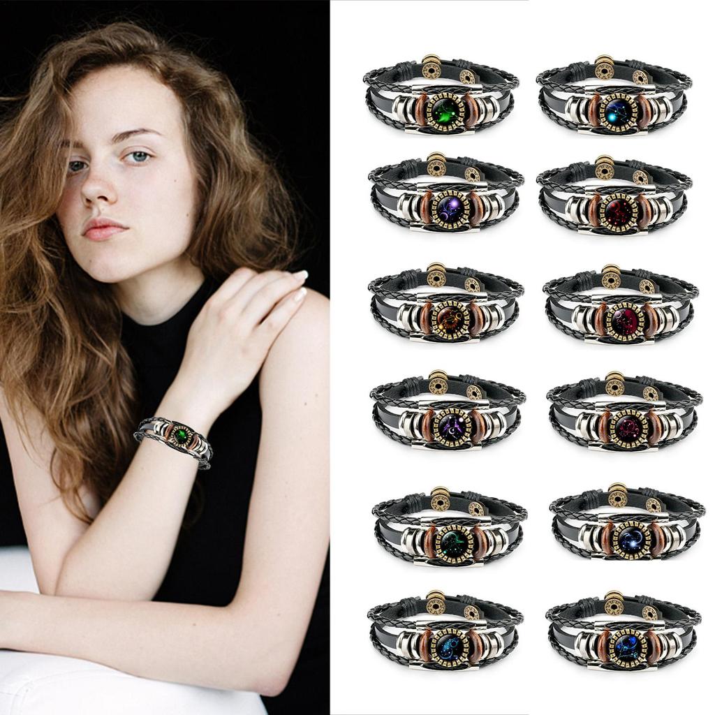 Unisex Retro Angel Wing Wooden Bead Leather Cord Strand Bracelet - Foto 12