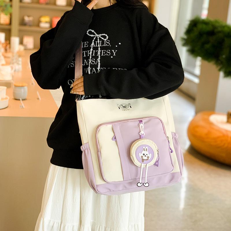 Color Block Tote Bag Women's Shoulder Bag Student Large Capacity Crossbody Bag