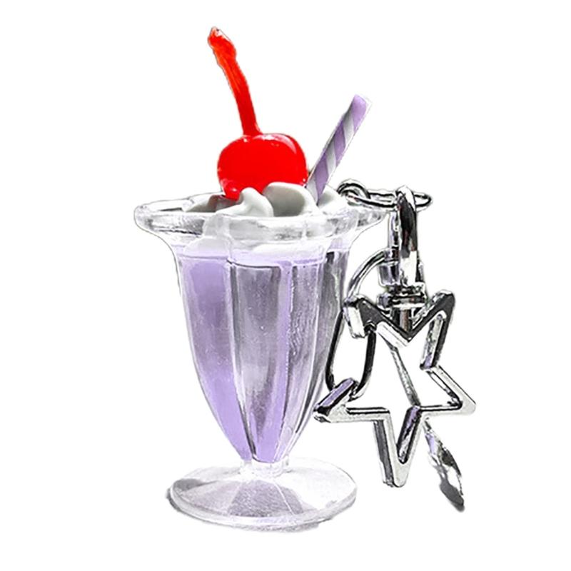 Unique Cherry Cream Cup Keychain Bag Ornament Backpack Decorations for Car Keys