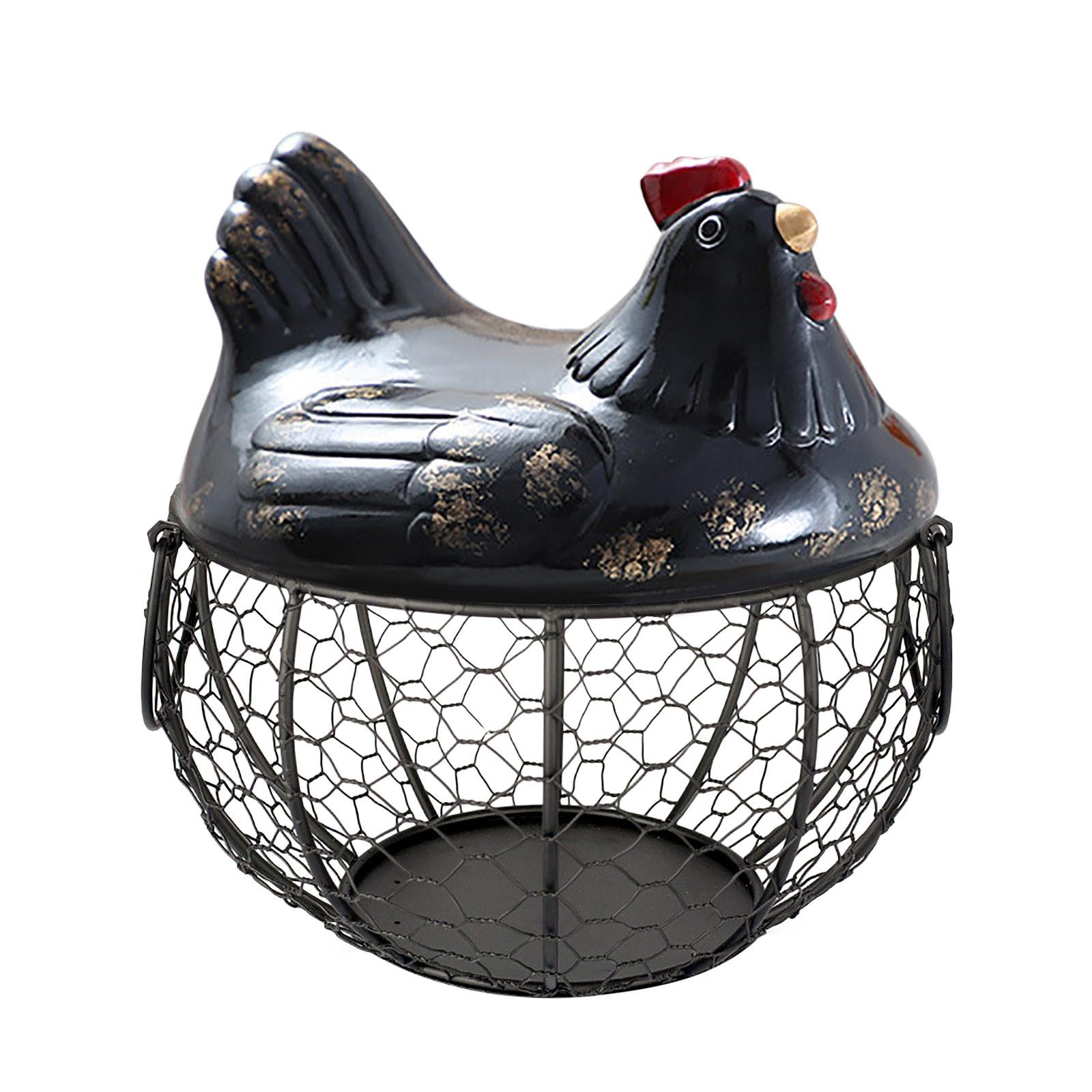 (SU)Держатель для яиц, корзина-органайзер для хранения, керамический контейнер для фруктов, кухонный декор для курицы BK чёрный