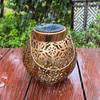 Solar Powered Iron Projection Light Outdoor Garden Hanging Lantern With Hollow Out Design For Patio Fence Decoration