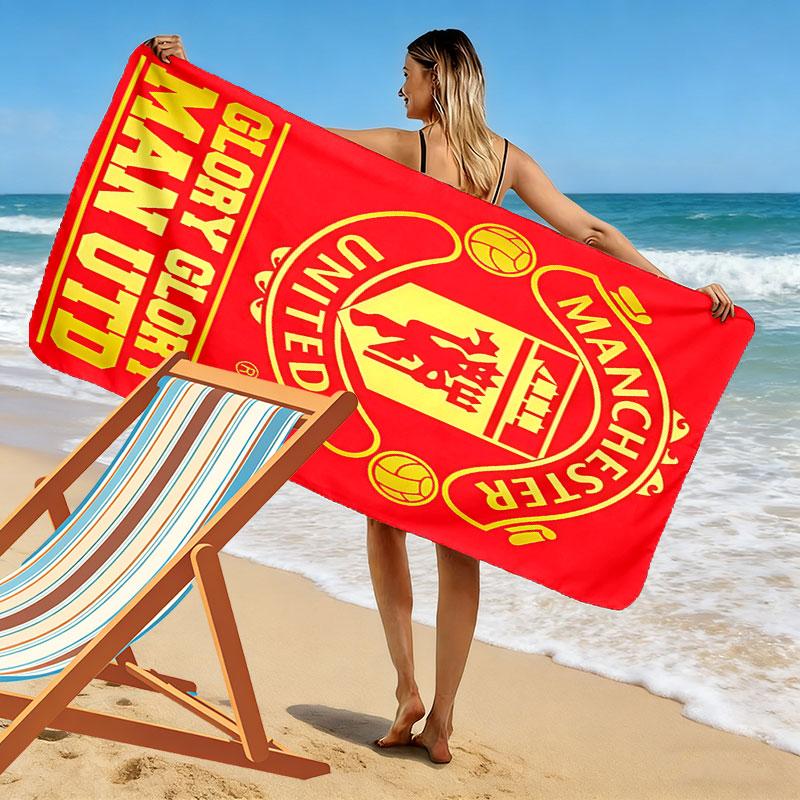 Round MUFC Rug Print Beach Towel, Large Soft Quick Dry Towel for Beach Camping Swimming