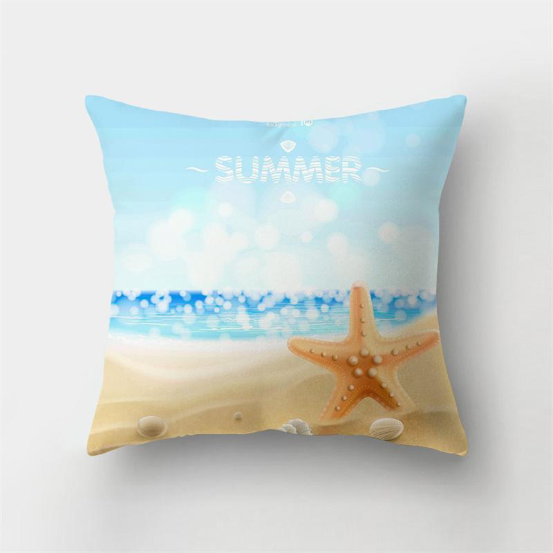 Summer Ocean Beach Scenery Imprimare Model Husă de pernă Acasă Living Room Decorare canapea Pernă pătrată Husă de pernă 40X40CM