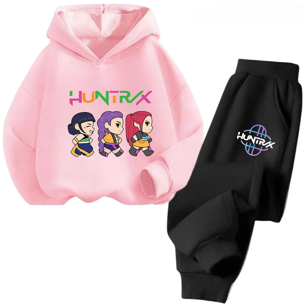 Autumn Hot Movie KPop Demon Hunters Hooded Children's Hoodies Set Pants Suit 2pcs Set Casual Fashion Boy Girl Sportwear Clothing
