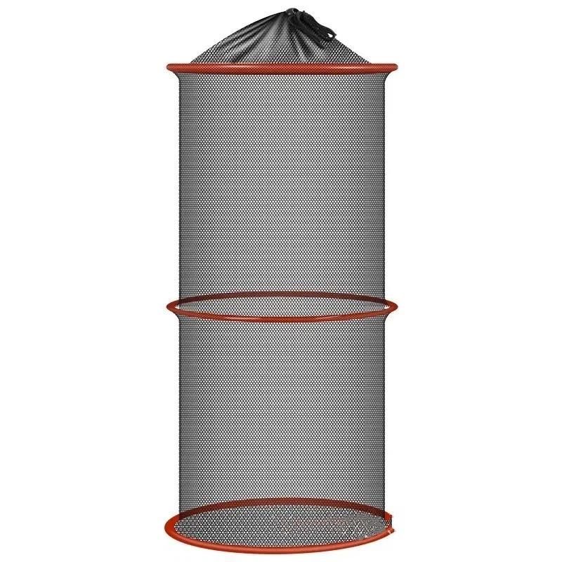 Foldable Small Mesh Fishing Keep Net Portable Fish Basket With Carabiner Hook For Stream Angling Outdoor Fishing