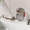 Portable Soap Tray Leakproof Household Bathroom Drain Tray Bathroom Transparent Soap Box with Lid for Camping Traveling