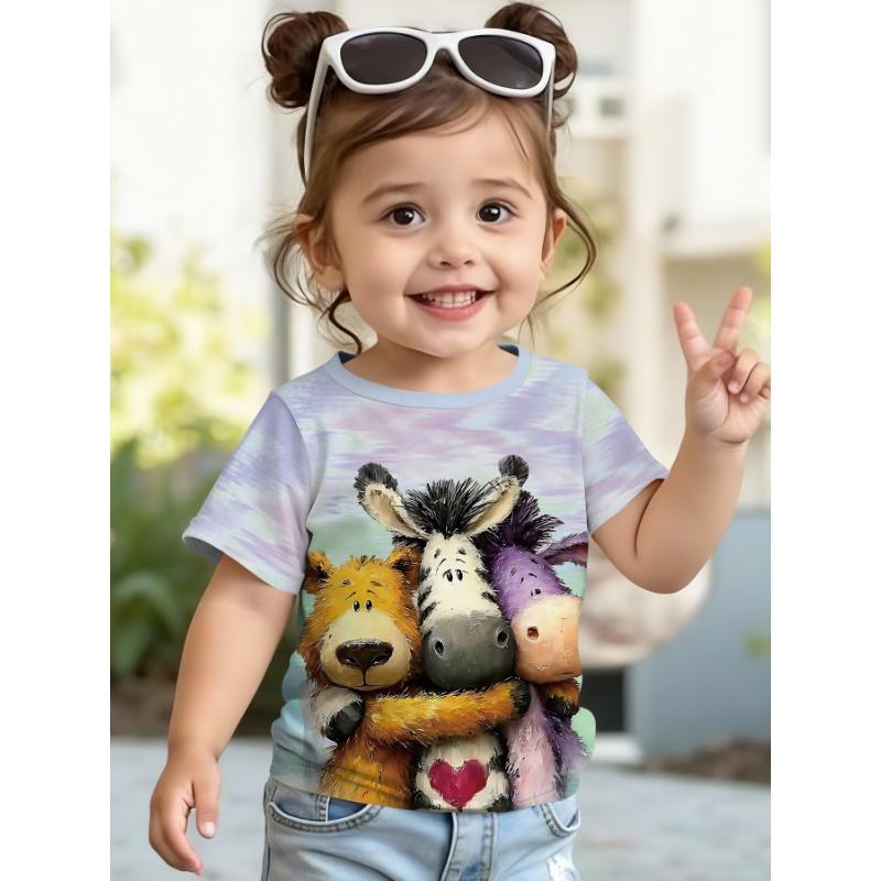 Fashion Children s Clothing Crew Neck Short Sleeve 3D Casual Color Printing Casual Short Sleeve Crew Neck T-Shirt 170