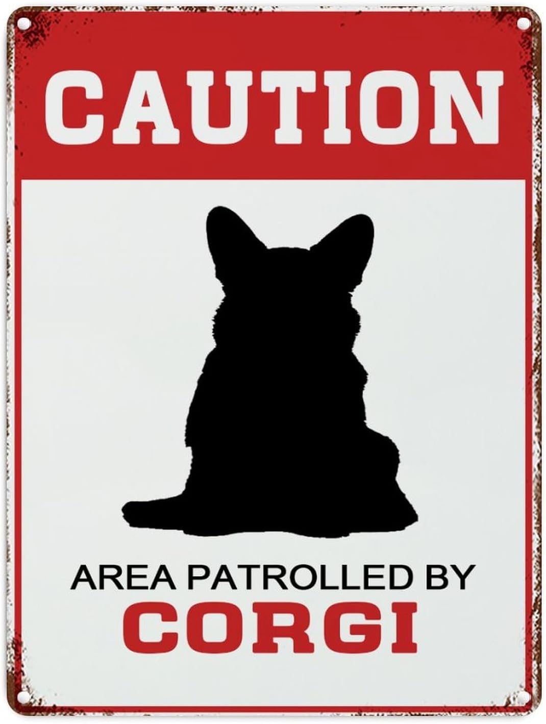 

e1Caution Area Patrolled by Corgi Decorative Warning Signs Metal Sign Vintage Farmhouse Retro Man Cave Street Notice Caution A 20x30cm（7.8x11.8inch）