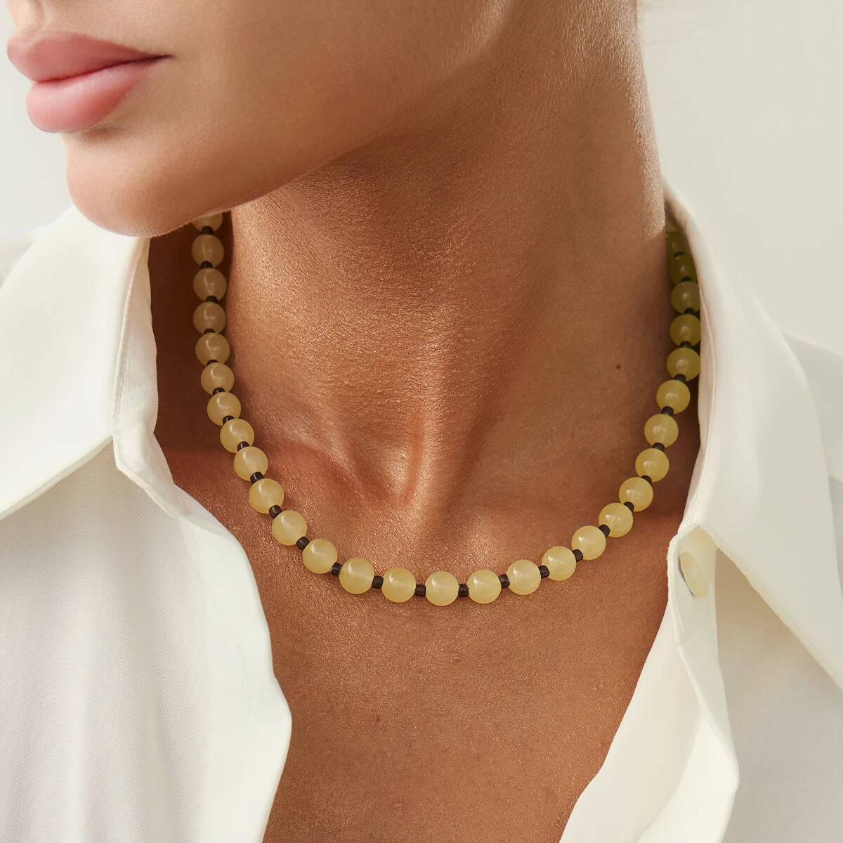 

Ingemark Y2K Boho Glass Beads Chain Necklace for Women New Trend Collares Vintage Clavicle Chain Daily Party Jewelry Accessories