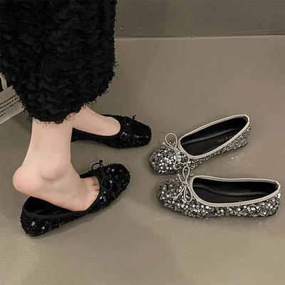 Schuhe für Damen 2024 Neues Paillettendesign Damen Ballerinas Weich Rutschfest Damen Arbeitsschuhe Bequem für die Arbeit