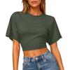 Dámské krátkorukávé crop topy na cvičení Sexy košile bez zad