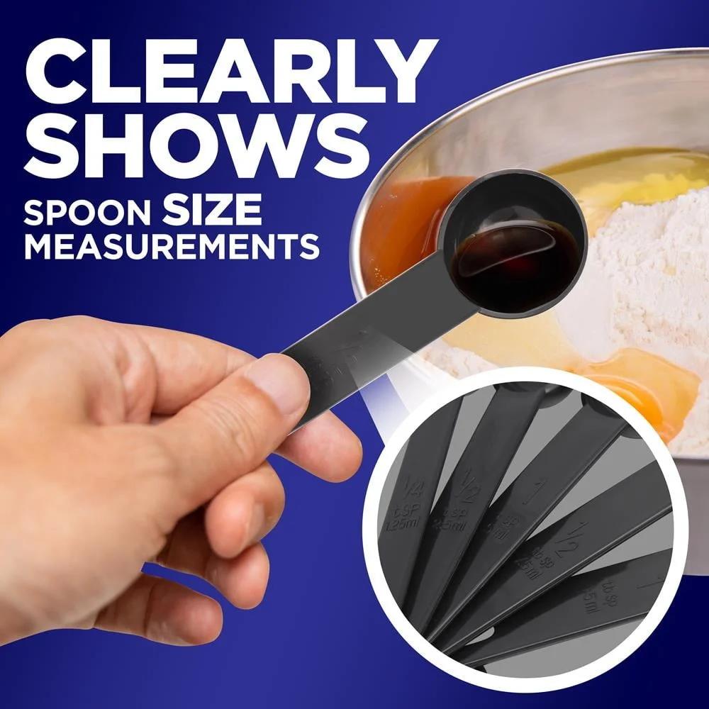 5-Piece Heavy Duty Round Measuring Spoons Set Accurate Measurement Markings Nesting Convenience Easy Clean Ideal Dry Liquid