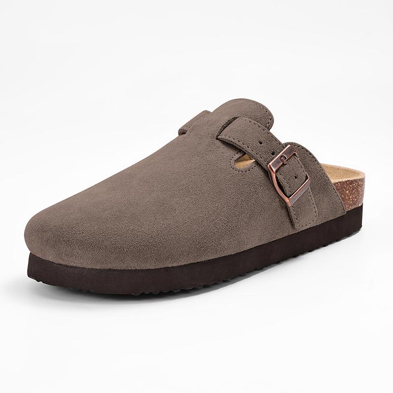 Smile PoP New Platform Clogs For Women Women's Suede Clogs Soft Cork Footbed Leather Mules Antiskid Potato Shoes Arch Support