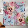 Colorful Pattern Floral Pattern Skull Style 3D Pattern Printing Window Curtains, Halloween Theme, Festival, Gathering Decorative Piece, Ideal For